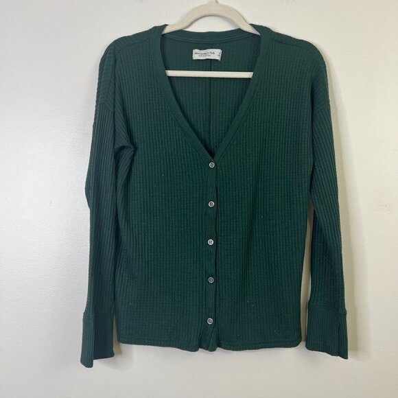 Abercrombie & Fitch BUNDLE of TWO Waffle Knit Shirts - Button Front & Crewneck - Picture 2 of 14